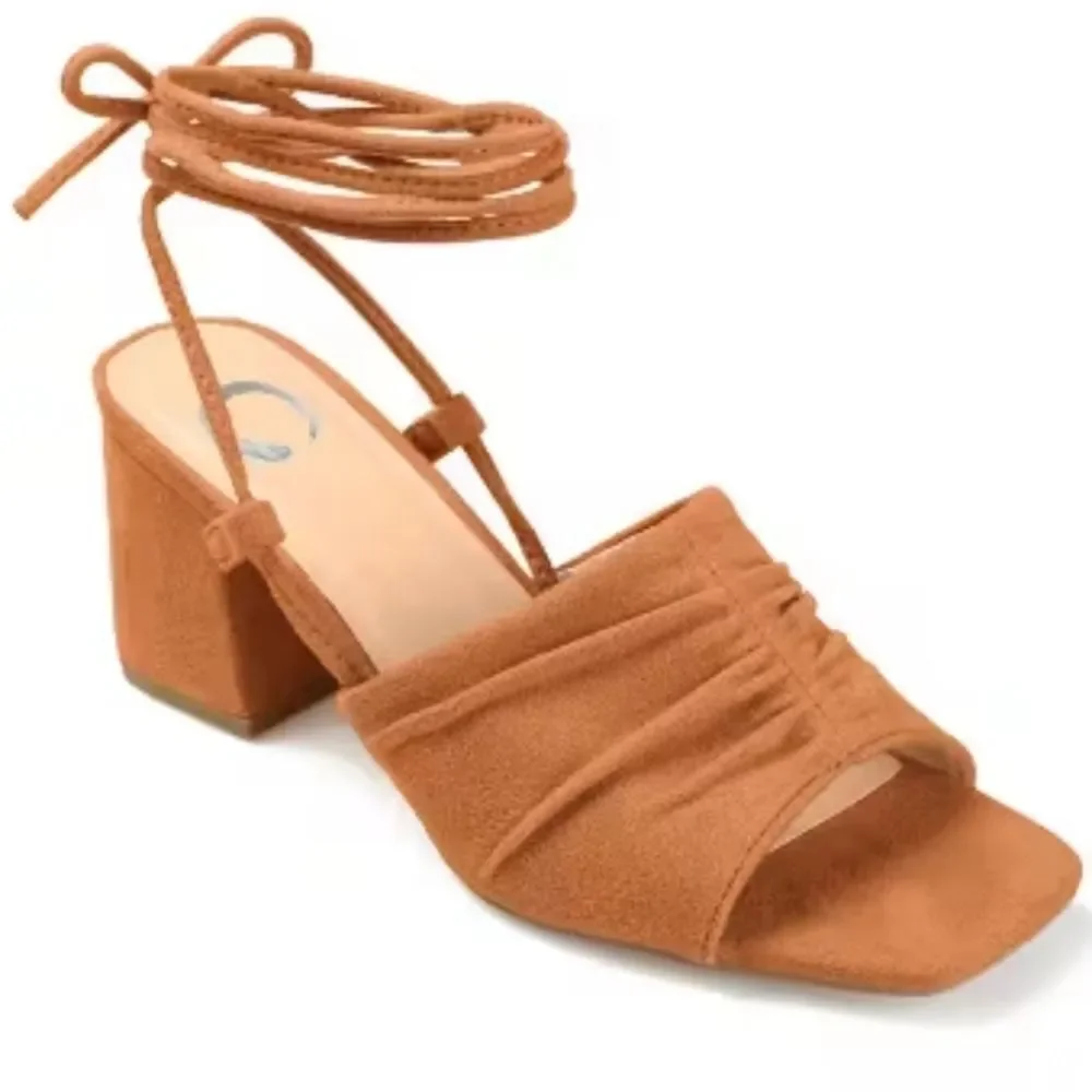 Journee Collection Womens Felisity Open Square Toe Block Heel Sandals Size 6 NIB